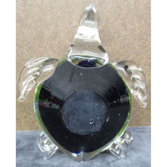 Vintage Glass Paperweight Green Swirl Sea Turtle‎ BEAUTIFUL Unmarked - Picture 3 of 3
